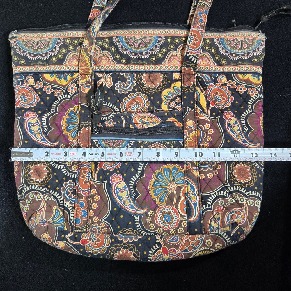 Vera Bradley Quilted Cotton Paisley Tote Bag Shoulder Purse Zip *flaw - Picture 5 of 11